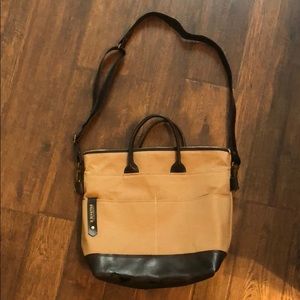 R.Riveter Otto Bag Brown Canvas and Black Leather